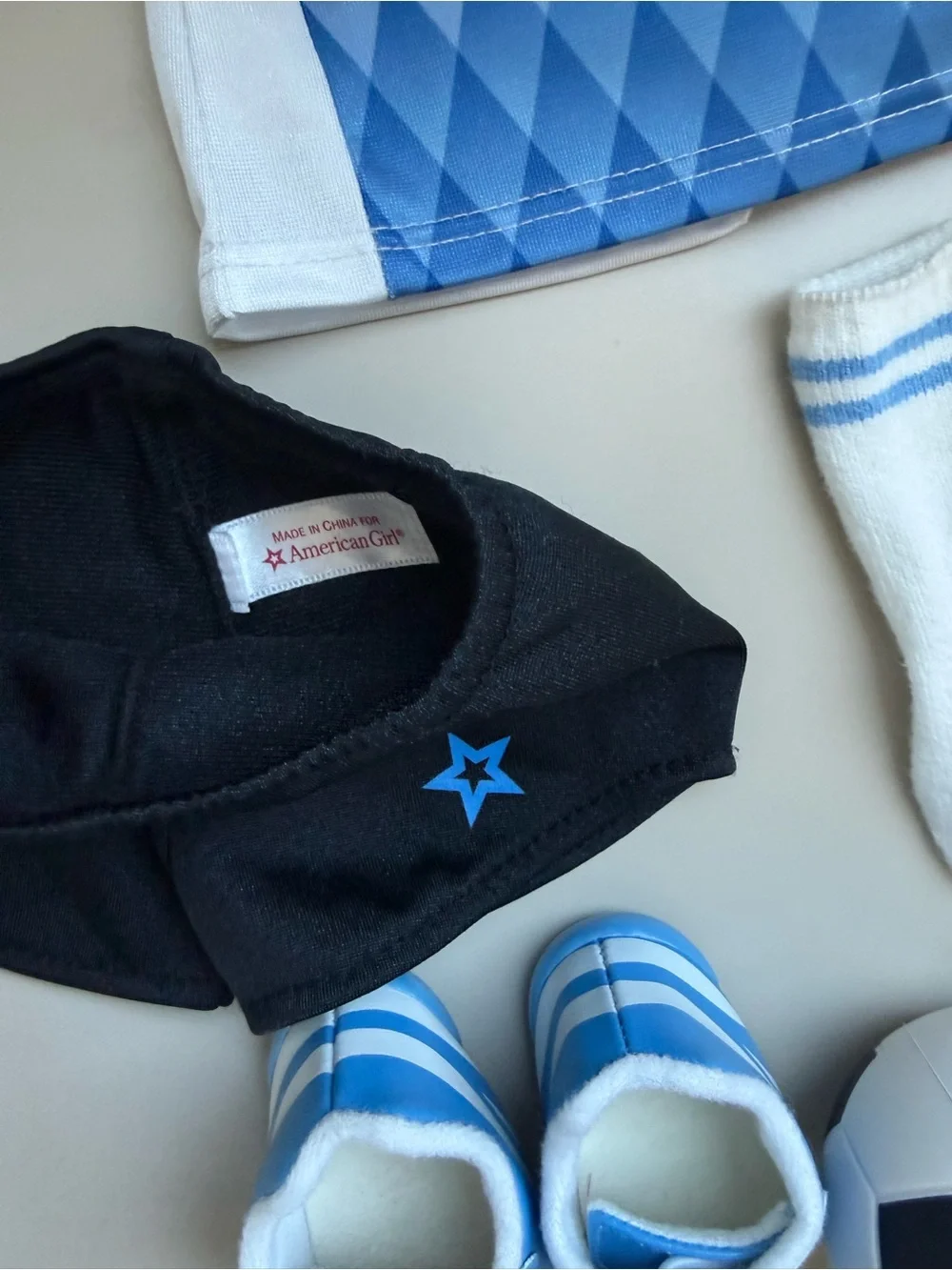 American Girl Light Blue & White Soccer Outfit Set